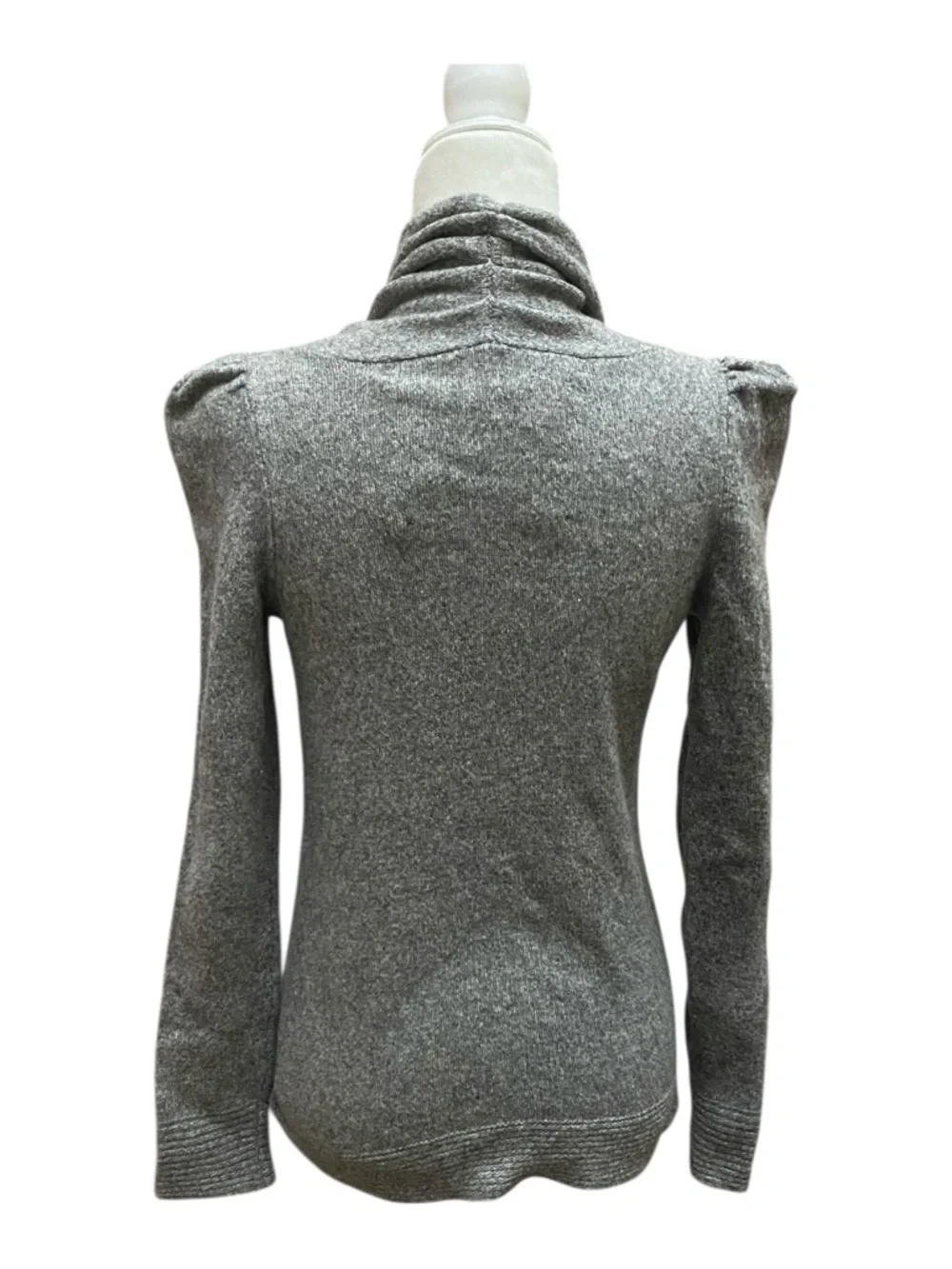 Anthropologie Meguro River Grey Wool Cardigan Sweater Puff Sleeve